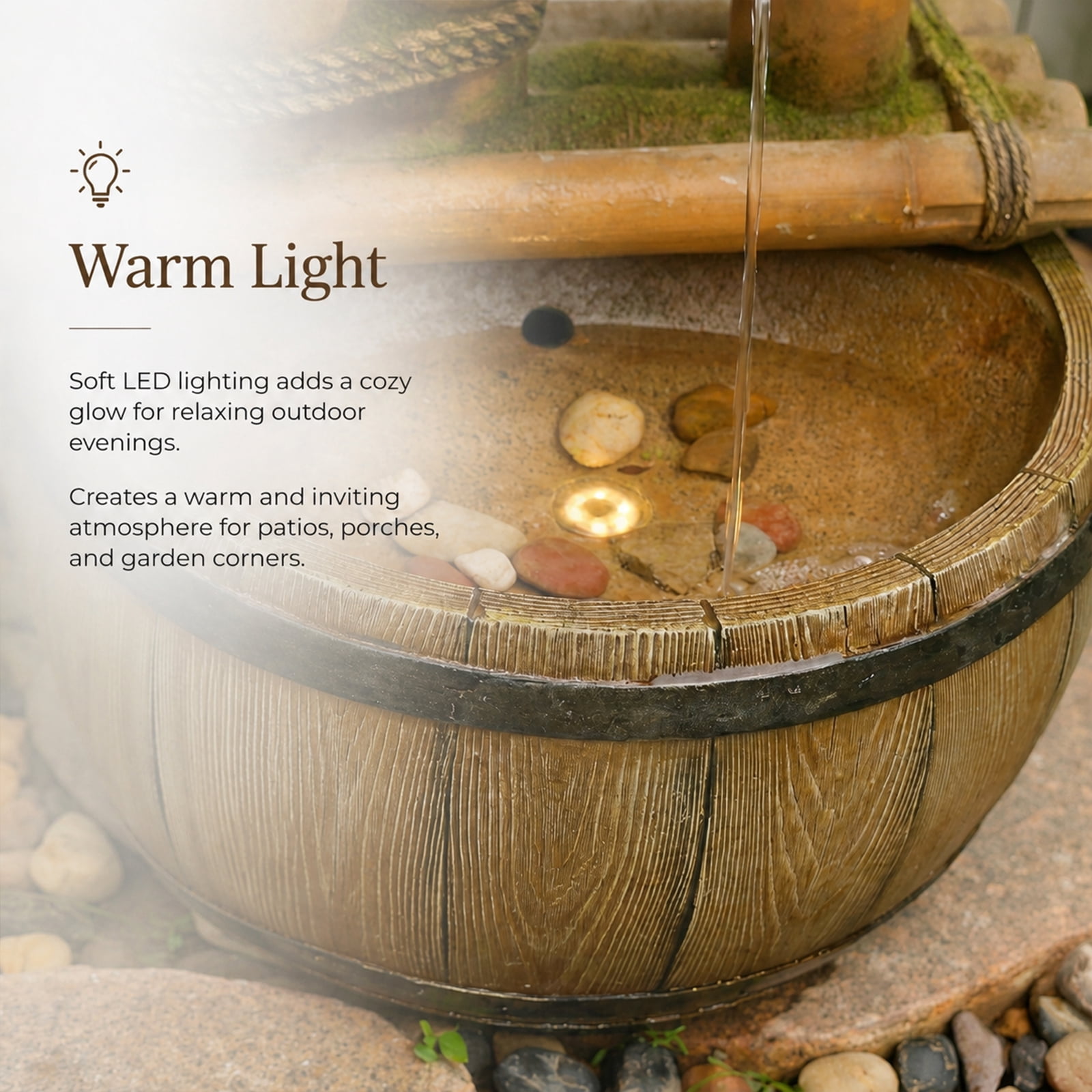 Large Garden Water Features Outdoor Fountains With LED Lights Pump 4 Tier Electric Cascading Waterfall Fountain for Patio, Backyard
