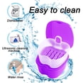 thumbnail image 4 of Colorful Denture Bath Case with Brush, Denture Cup Soaking Holder False Teeth Container Mouth Guard Storage Case Cleaning with Lid Waterproof - Purple, 4 of 8