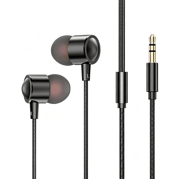 GJX Long Wired Headphones Earbuds Cord Earphones for Tv Pc (10Ft 3Meter) Extra Cable In-Ear for 3.5Mm Audio Stereo Headset Noise Cancelling Plug in Jack Ear Buds - Black