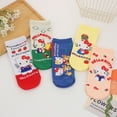 thumbnail image 3 of WANNGWEE 5 Pairs Hello Kitty Kids Athletic Crew Socks - Soft, Warm & Comfortable Cartoon Socks for Boys & Girls - Non-Slip Everyday Socks for School, Sports & Play WW728#1337, 3 of 5