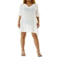 thumbnail image 1 of Women Cover-up Dress  Short Sleeve V Neck Solid Ruffled Loose Summer Casual Beach Dress, 1 of 7