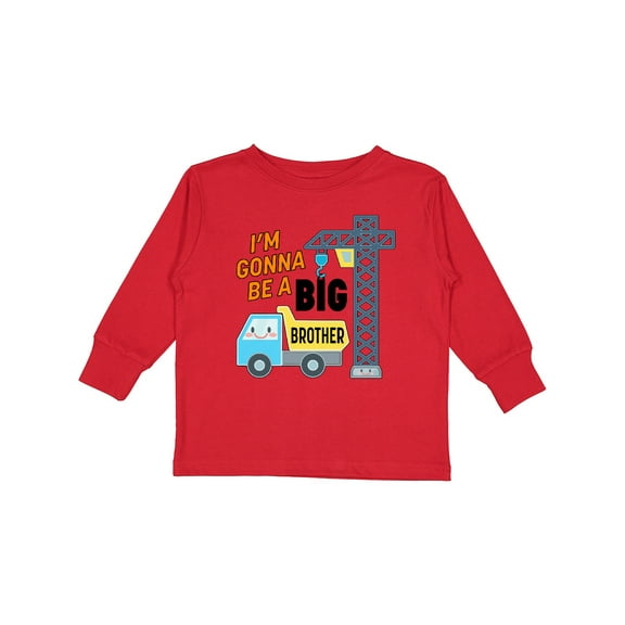 Inktastic Im Gonna Be a Big Brother- Truck and Crane Boys Long Sleeve Toddler T-Shirt