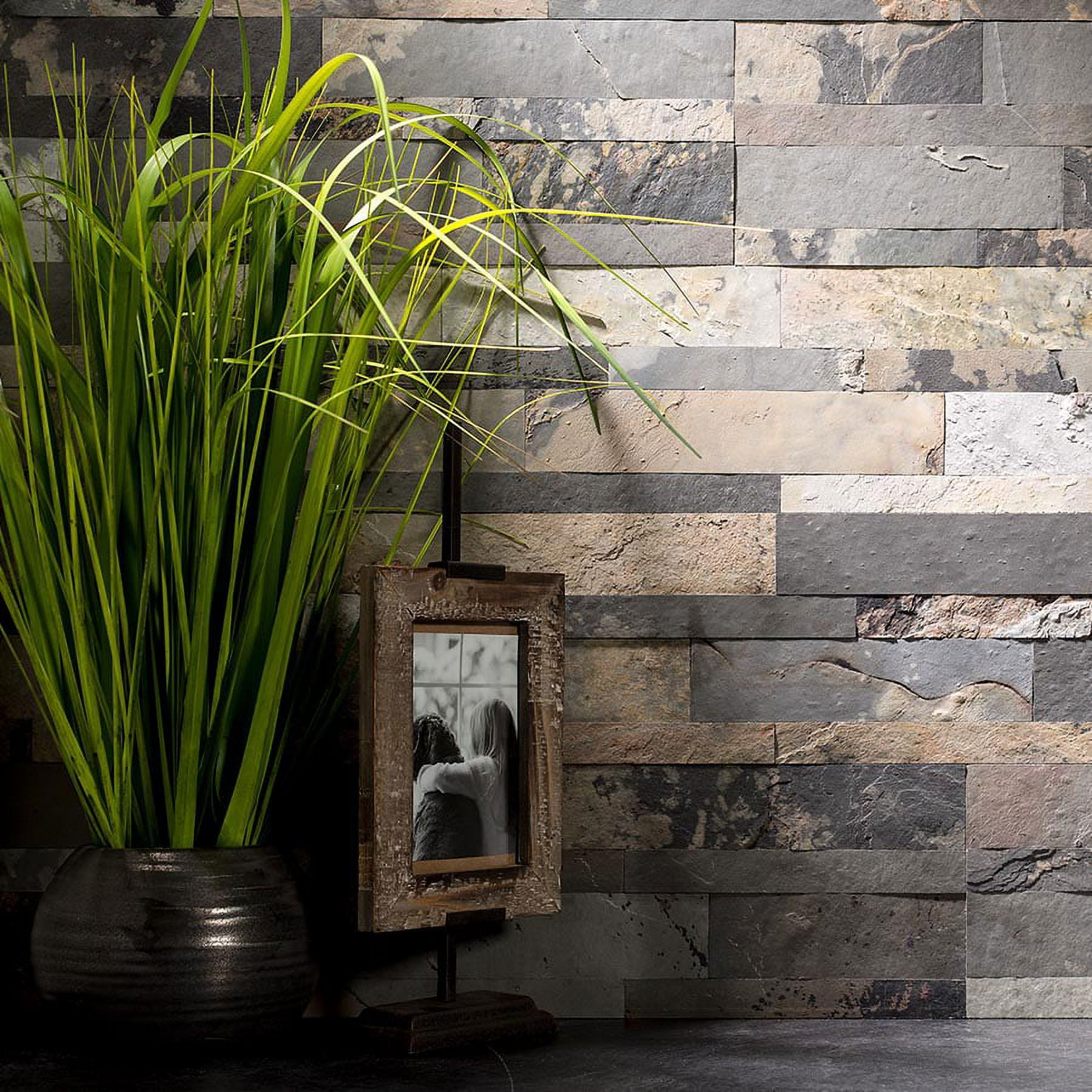Aspect Peel and Stick Stone Overlay Kitchen Backsplash - Golden Sandstone (Approx. 15 sq ft Kit) - Easy DIY Tile Backsplash