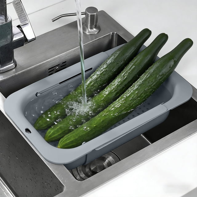 EGNMCR Kitchen Gadgets, Kitchen Accessories, Kitchen Utensils Multifunctional Retractable Drainage Basket For Home Kitchen Adjustable Over-the-Sink Colander And Storage Organizer Collapsible colander