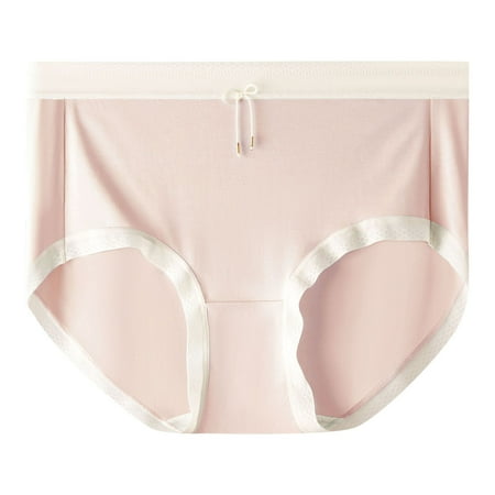 Ashirexll Underwear Women  Silk Underwear for Women Solid Color Lightweight Traceless Breathable Comfortable Mid Waist Panties for Women Pink B Free Size