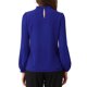 thumbnail image 3 of CAMISA DE CHIFFON INSPIRADA CHIC PARA MUJERES, OFICINA, CUELLO ALTO, MANGA LARGA, BLUSA XS AZUL REAL, 3 of 5