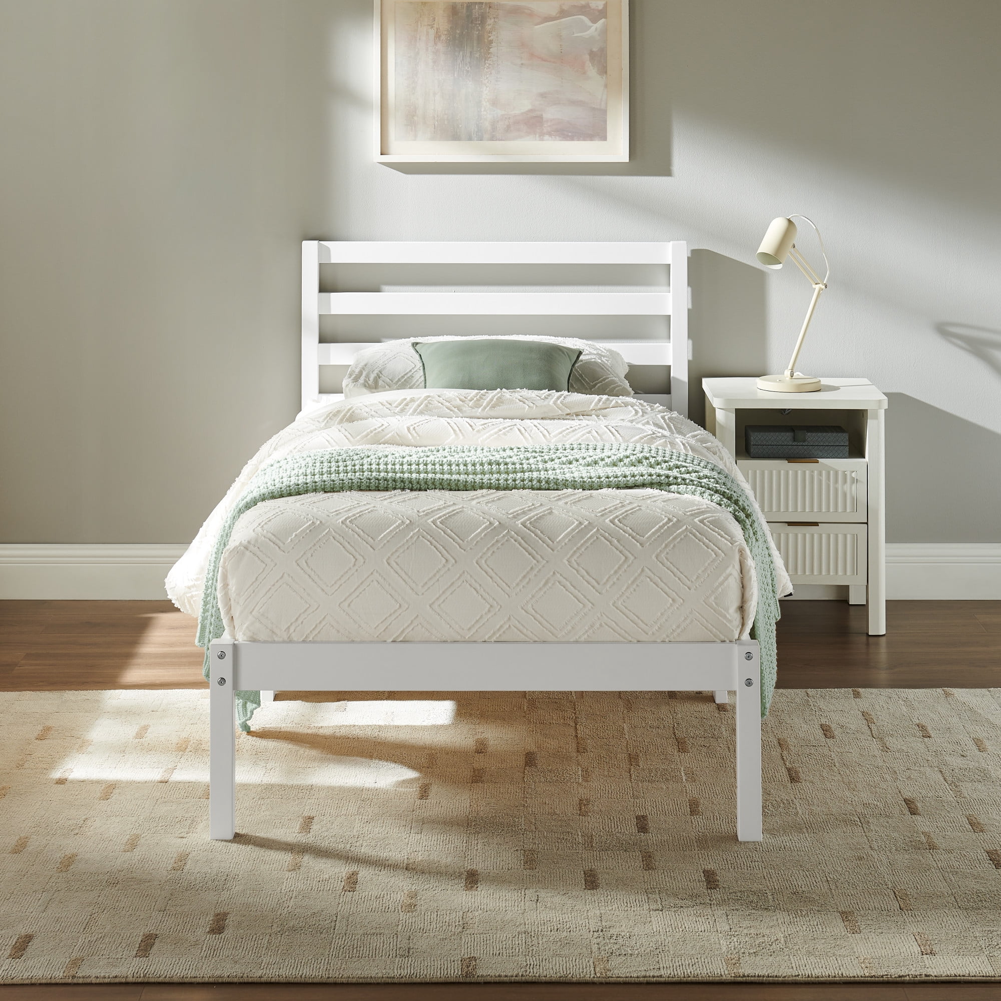 Mainstays Palmer Twin Platform Bed, White