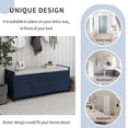 thumbnail image 6 of Storage Bench with 3 Shutter-shaped Doors, Shoe Bench with Removable Cushion and Hidden Storage Space - Antique Navy, 6 of 7