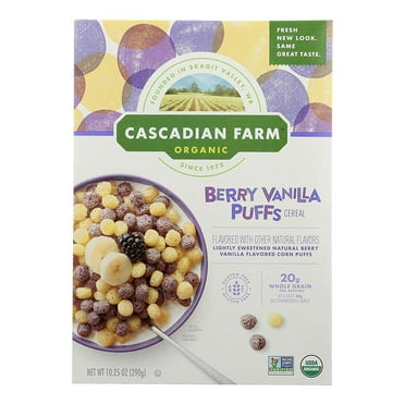 Cascadian Farm Organic Puffs Cereal Berry Vanilla - 10.25 oz Pack of 2
