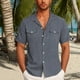 thumbnail image 1 of pstuiky camisetas de hombre, Camisa casual de manga corta para hombre, estilo bolos vintage, estilo playero cubano, con botones, para verano camisetas de hombre l, 1 of 6