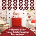 thumbnail image 2 of Red Valentine's Day Tinsel Triple Wall Hanging Heart Shaped Decorations for Home Front Door Wedding Anniversary Romantic Date Birthday Party Accessories Gift Supplies Pack of 2 with Wajkle, 2 of 7