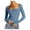 Blue, variant on AXXD Womens Casual Tops Black Basic Summer 2024 Long-Sleeved Solid Color Navel-Baring Neck T-Shirt Bottoming Top