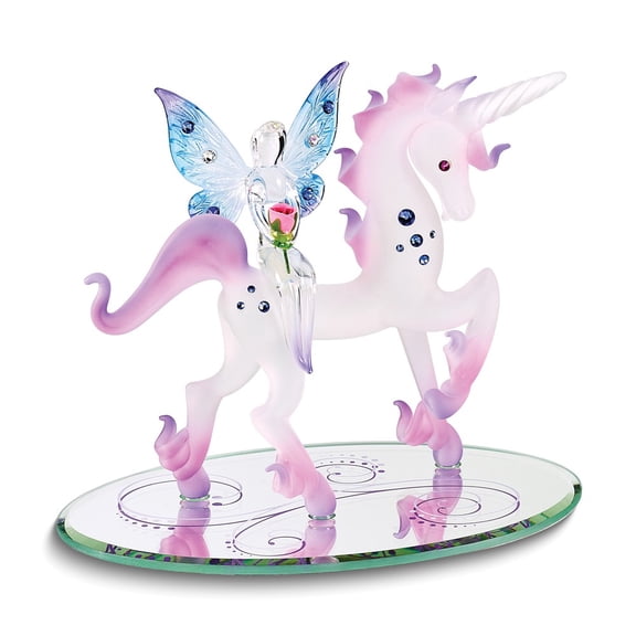 Magical Unicorn and Fairy Handcrafted Glass Figurine QGM21692