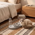 thumbnail image 6 of 3 in 1 Cat Bowl,Cat Food and Water Bowl Set with Water Dispenser and Stainless Steel Bowls,Double Bowls Design,15-degree Tilted Pet Feeder,Gray, 6 of 6