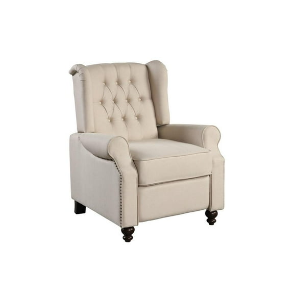 Contemporary Push Back Fabric Recliner in Beige