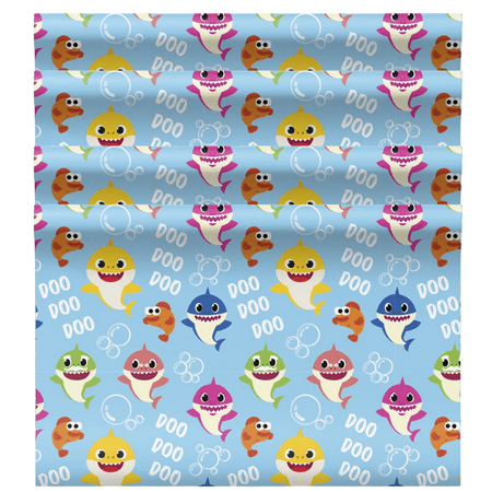 Baby Shark Wrapping Paper Cartoons Themed Gift Wrapper Made from Premium Paper for Kids Girls Boys Birthday Christmas Halloween Hanukkah Baby Showers Holiday Gift Cover(4 Rolls-80sq ft)