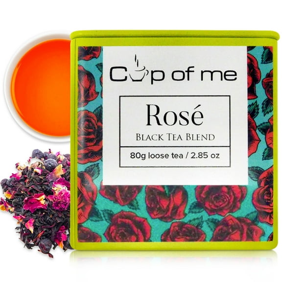 Cups of Me Rose Black Tea, Loose Leaf Herbal Tea, Caffeinated Tea with Hibiscus, Blueberry, 2.85 oz
