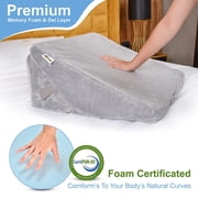 Bed Wedge Pillow, Multipurpose Adjustable Leg Support Pillow, Machine Washable Soft Plush Cover with Handle, Memory Foam Top - GRAY