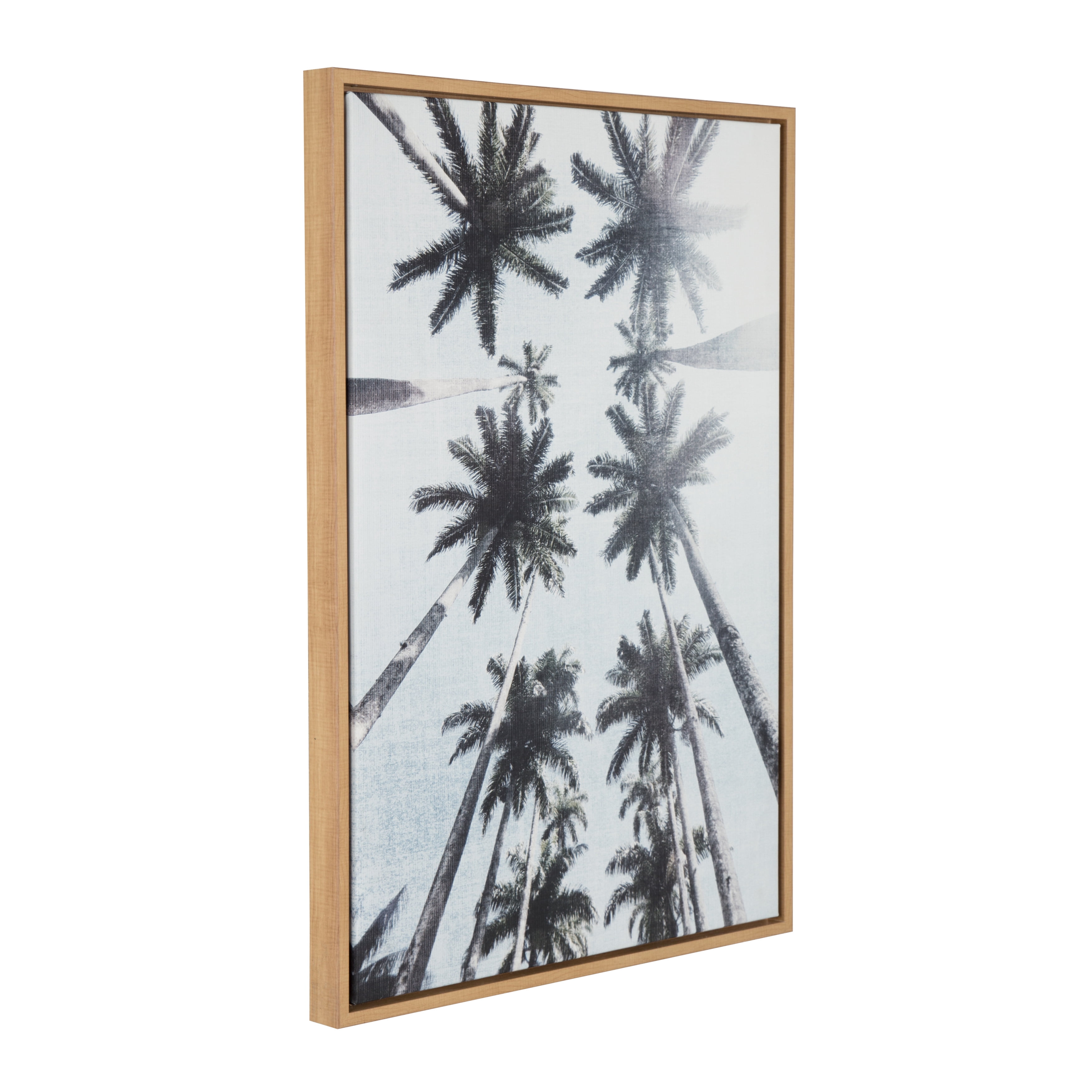 Kate and Laurel Sylvie Row of Palm Trees Framed Canvas Wall Art by Simon Te Tai, 23x33 Natural