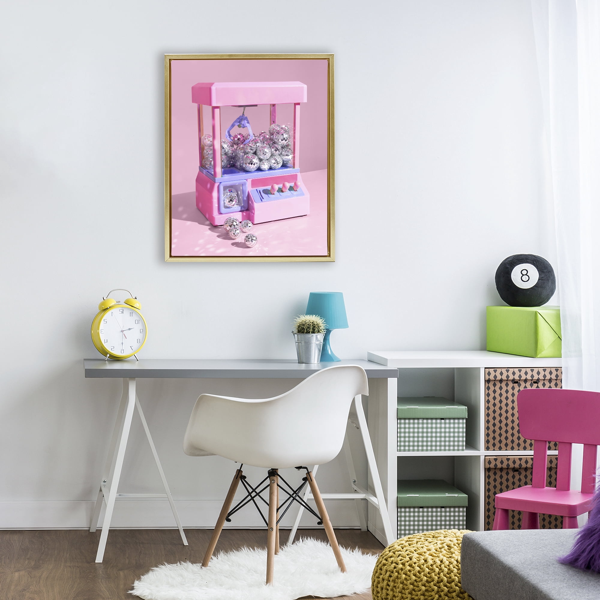 Stupell Industries Disco Ball Claw Machine Gold Framed Floater Canvas Wall Art, design by LISH Creative