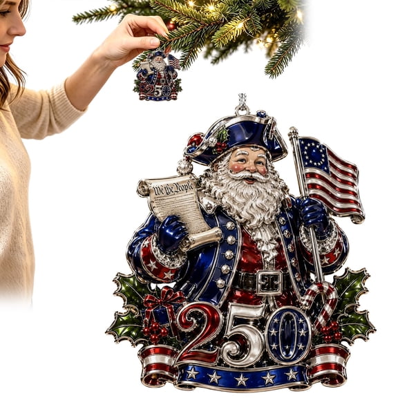 DLMCUH 250 Anniversary Christmas Ornaments, Metal 250 Anniversary USA Merchandise for Christmas Decorations, Keepsake Hanging Tree Pendant,Stocking Stuffers & Gifts for Family Friends Coworker(A)