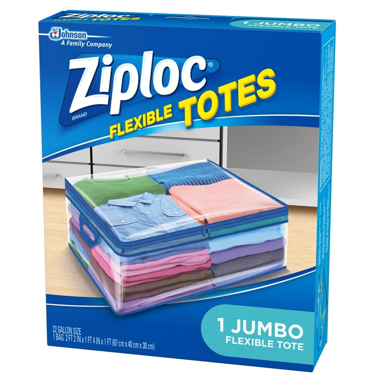 Ziploc Flexible Totes 22 Gallon Zippered JUMBO Perfect For Clothing Storage  New