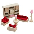 thumbnail image 4 of 11PCS Natural Wooden Doll House Furniture for Lounge Room (Not include Red Pillow), 4 of 5