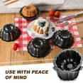 thumbnail image 3 of 4 Pack  4 Inch  Nonstick Mini Bundt Cake Pans, Black Carbon Steel Fluted Molds for Baking Cupcakes, Brownies, and Tarts, 3 of 7