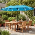 thumbnail image 4 of Gymax 15 FT Double-Sided Patio Umbrella w/48 Solar LED Lights Base Included for Pool Turquoise, 4 of 10
