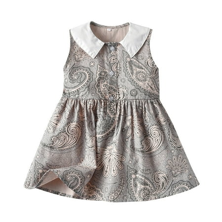 

Kids Toddler Baby Girls Spring Summer Floral Cotton Sleeveless Princess Dress Clothes Baby Clothing