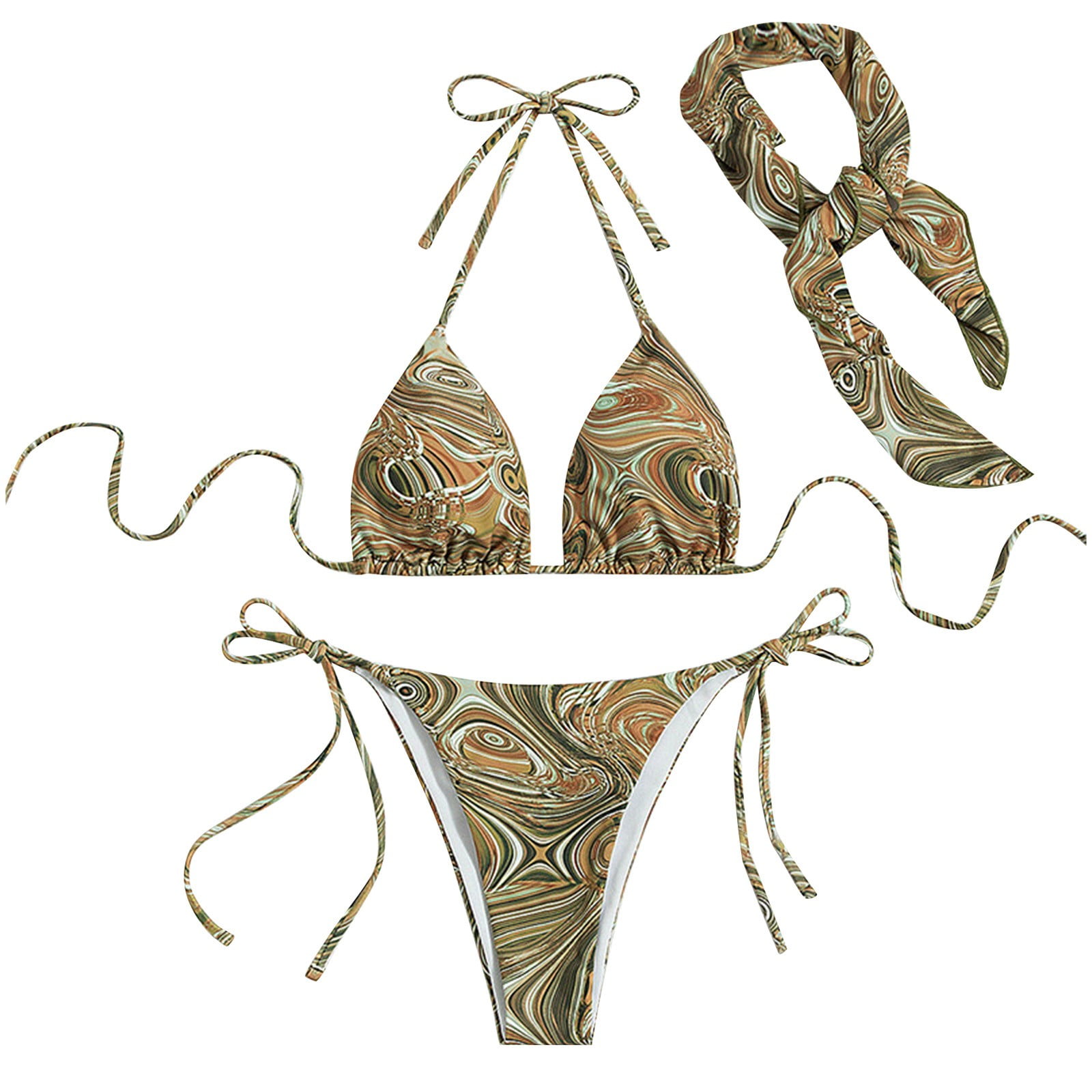 zuwimk Women Bikini Sets,Women's Textured Tie String Bikini Swimwear