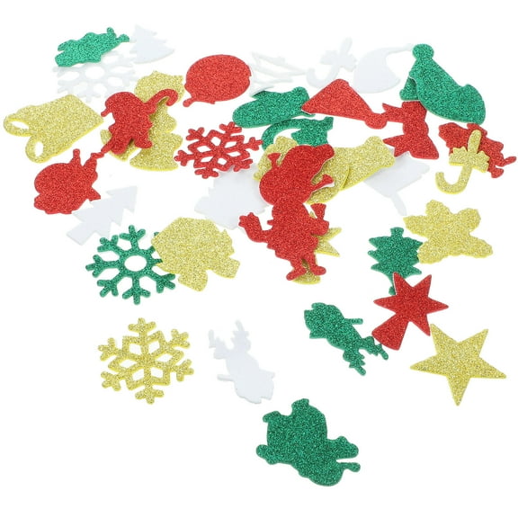 ULTNICE 50Pcs Glitter Christmas Sticker Foam for Craft Projects Decorative Material