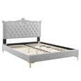 thumbnail image 4 of Modway Clara Performance Velvet Queen Platform Bed in Light Gray, 4 of 10