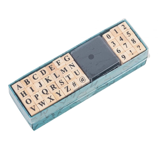 40 sellos de madera con letras del alfabeto y números, sellos creativos, sellos de madera para manualidades. Estilo A
