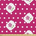 thumbnail image 1 of Romantic Sofa Upholstery Fabric by the Yard, Daisy Bouquets on Retro Polka Dots Romantic Design Spring Style Pattern, Decorative Fabric for DIY and Home Accents, Magenta Pink White by Ambesonne, 1 of 5