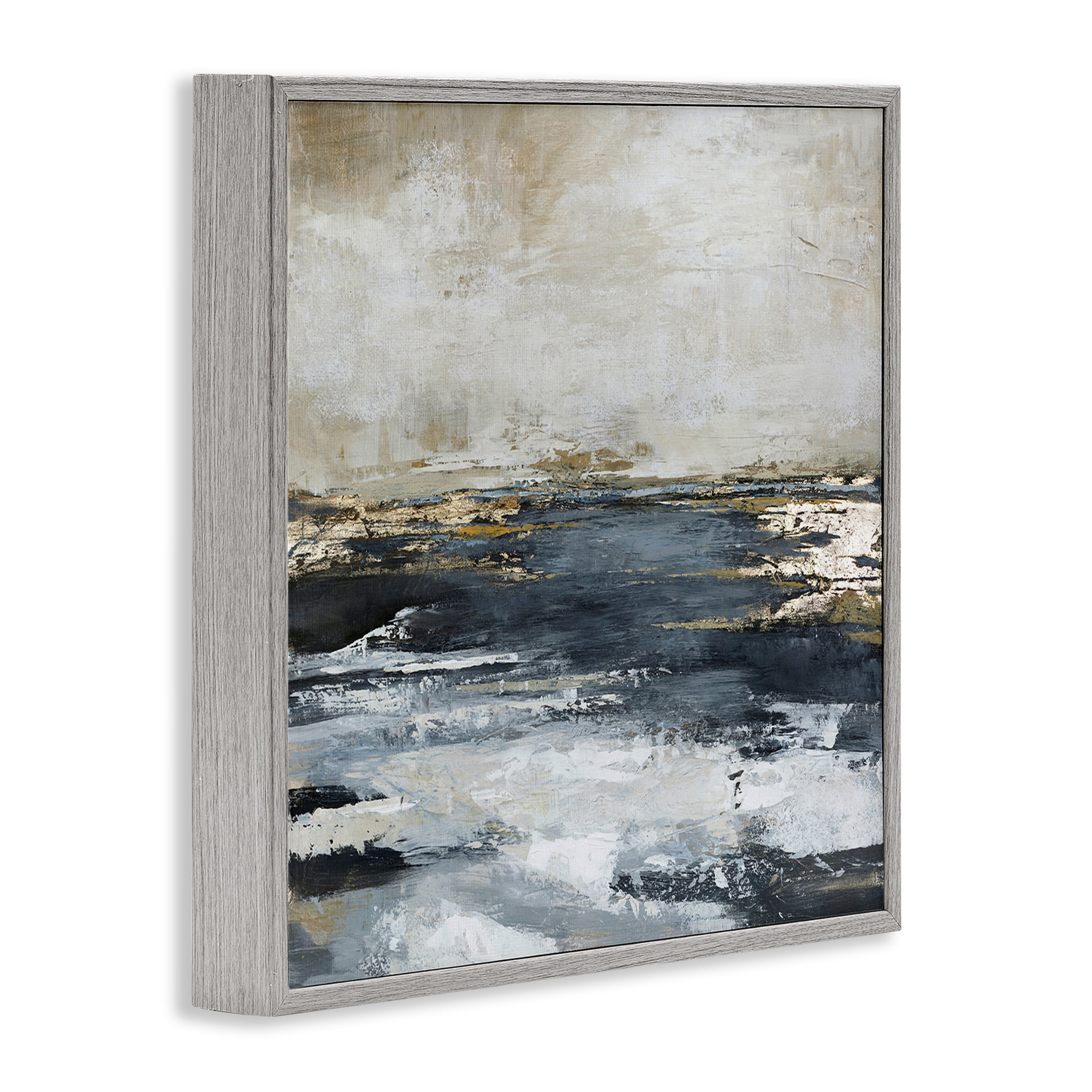 Stupell Industries Rustic Stormy Sea Abstract Painting Gray Framed Art Print Wall Art, 24 x 24