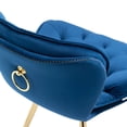 thumbnail image 6 of Velvet Dining Chairs Set of 2, Modern Upholstered Accent Chairs Gold Legs, Comfy Velvet Tufted Side Chair with Ring Pull for Apartment, Vanity, Living Room, Bedrooms (Navy), 6 of 9