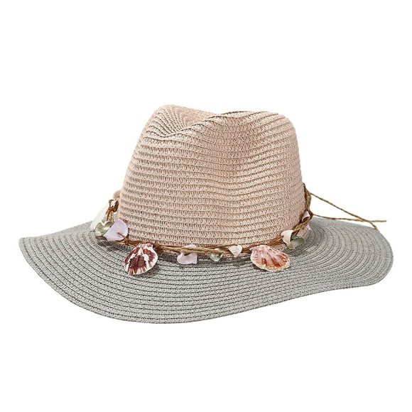 JHLZHS Cuban Hat Summer Fashion Seaside Holiday Leisure Style Colour Blocking Trend Panama Style Sun Hat Womens Summer Hat