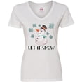 thumbnail image 3 of Inktastic Let It Snow Cute Snowman in Hat and Scarf Women's V-Neck T-Shirt, 3 of 5