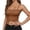 Gold, variant on Women's Smocked Cami Top with Built-in Bra Ruffle Trim Adjustable Strap Casual Summer Crop Tank, 1 Piece, One Size