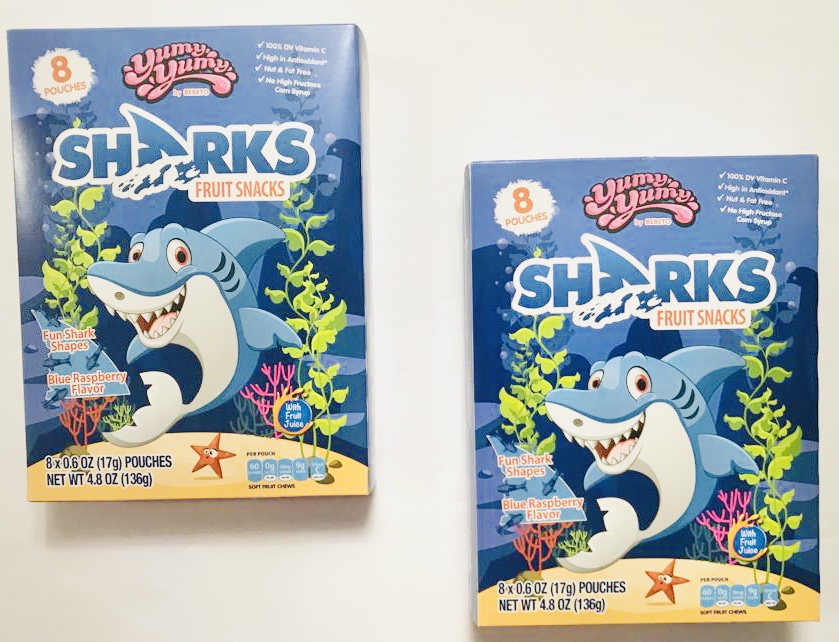 CGT Yumy Yumy Sharks Fruit Snacks Mixed Fruit Gummies Real Fruit