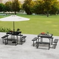 thumbnail image 4 of Costway Picnic Table Bench Set for 4-8 People with Umbrella Hole All-Weather HDPE Tabletop Black, 4 of 10