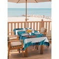 thumbnail image 2 of Outdoor Tablecloth with Umbrella Hole for Patio/Picnic/Party/Camping, Blue Teal Botanical Waterproof Table Cloth Rectangle Table Cover Washable, Maple Leaf Vintage Wooden (60"x 84"), 2 of 8