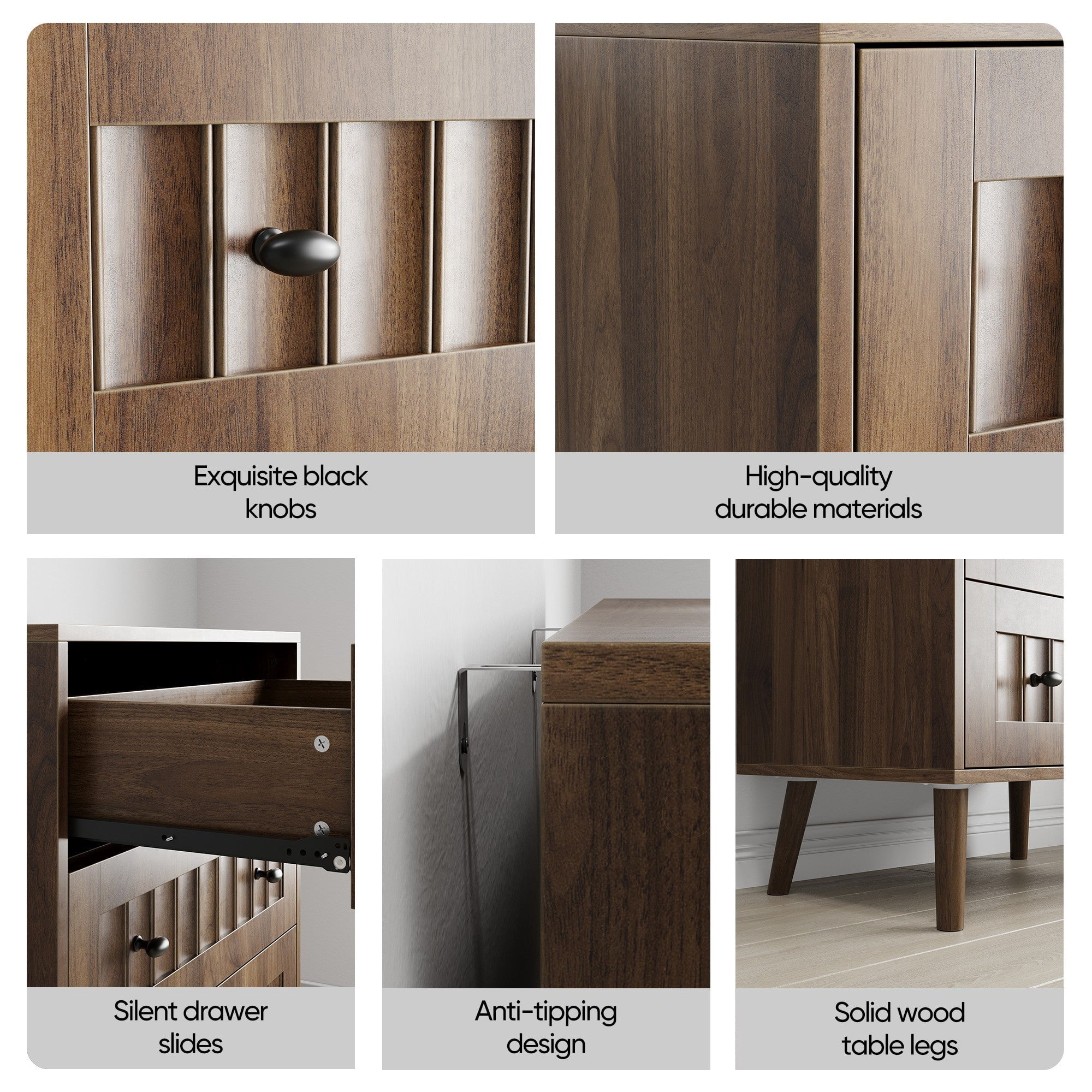 Sailvan 3 Drawer Dresser, Modern Wooden Storage Cabinet, Chest of Drawers for Living Room, Bedroom