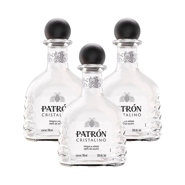 Paquete de 3 Tequila Patrón Cristalino Añejo 700 ml