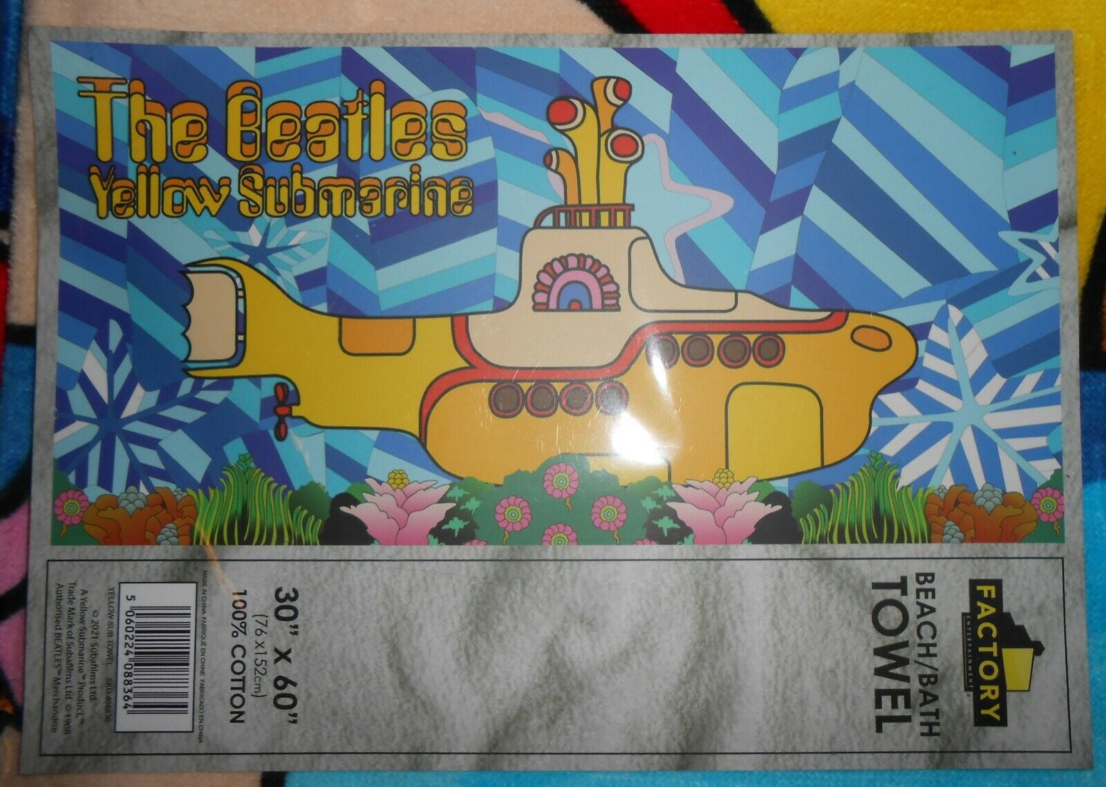 THE BEATLES Yellow Submarine Beach Towel 30" x 60" NEW Sealed