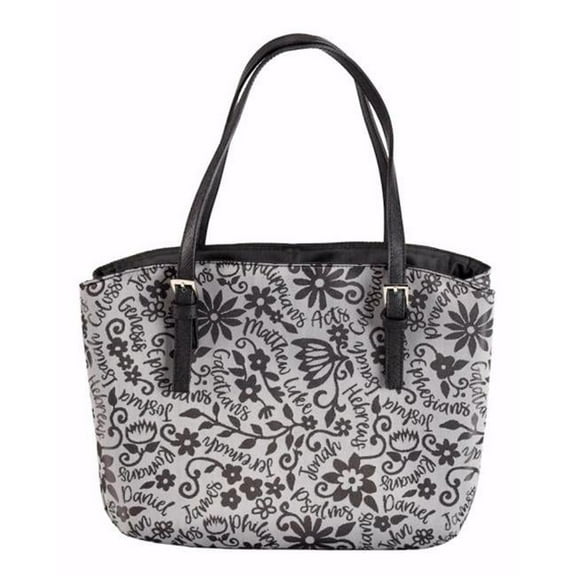 White Dove Designs Bible Cover-Wedge Shape-Books of The Bible-Jacquard-Large-Grey Floral