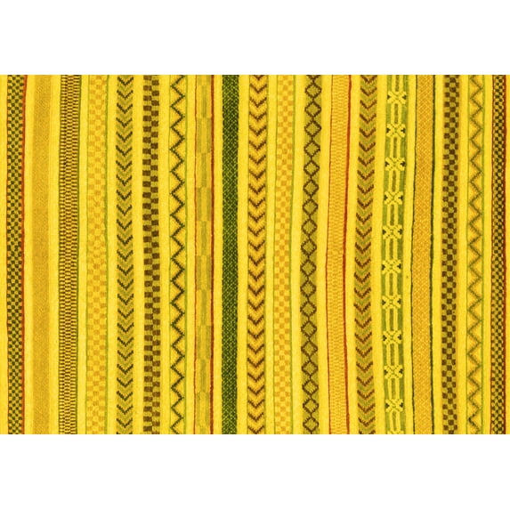 Ahgly Company Machine Washable Indoor Rectangle Abstract Yellow Modern Area Rugs, 2' x 4'