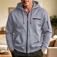 thumbnail image 4 of hoksml Men s Solid Full Zip Up Hoodie Jacket Long Sleeve Zipper Pockets for Fall Winter Daily Work Comfort, 4 of 6