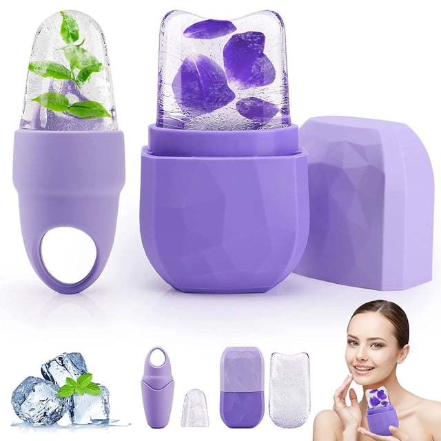 2 Pcs Rouleau Facial Glacé pour les Yeux et le Cou, Améliore la Brillance de la Peau, Réduit les Pores et Raffermit la Peau, Réutilisable